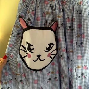 1950s inspired meowtastic Cat pattern Unique Vintage swing skirt with cat pocket